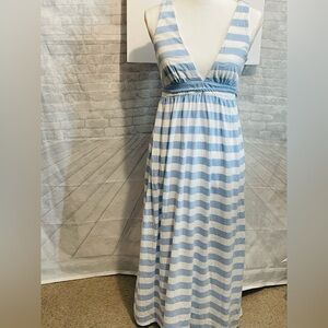 NAUTICA Maxi dress, Pima Cotton, Sz medium. Sleeveless blue and white striped.